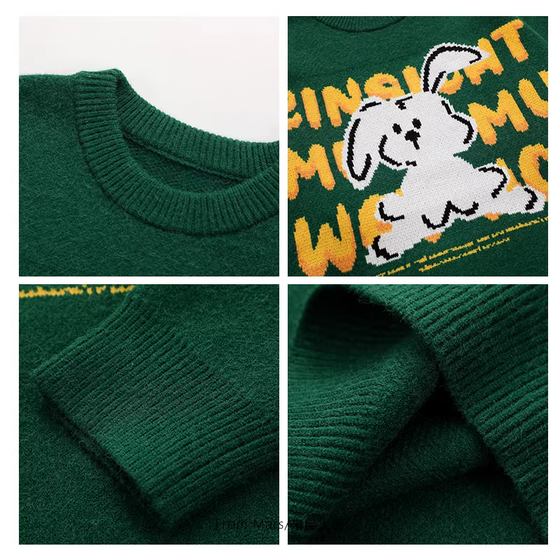 Áo len dệt kim in hình thỏ Mars Split dáng rộng