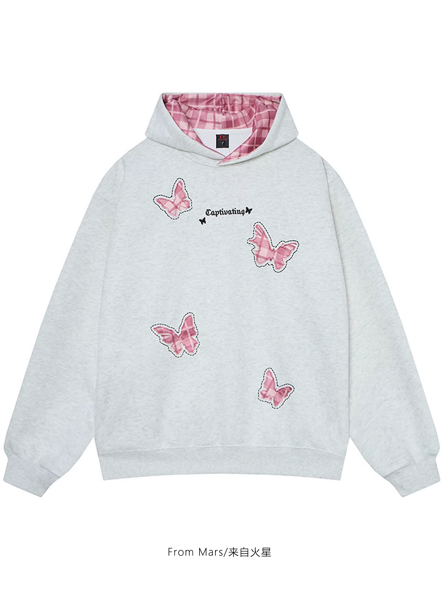 Áo hoodie rộng rãi in hình bướm bay từ sao Hỏa