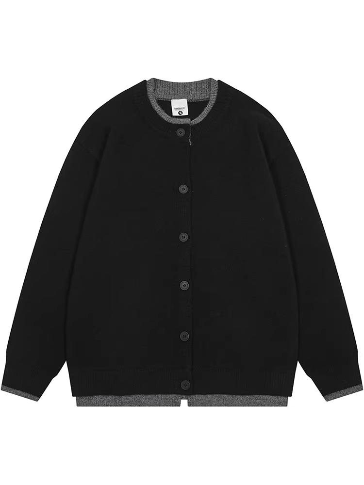 From Mars Never Compromise Retro Crew Neck Ấm áp dáng rộng đa năng Áo len cardigan Unisex BF