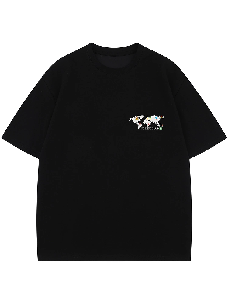 From Mars Mark each spot Xu hướng quốc gia thời trang mùa hè cổ điển áo thun unisex tay ngắn dáng rộng phong cách giản dị