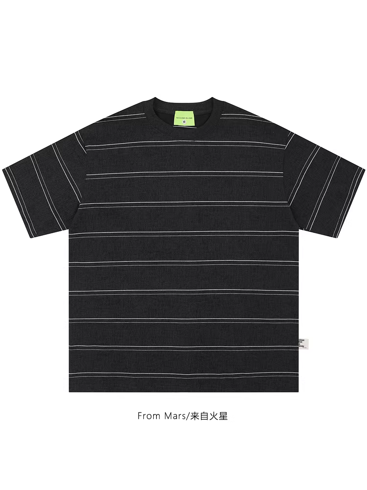 Từ sao Hỏa Hãy lắng nghe tôi Nói dài đi xa Thời trang hợp thời trang Phong cách sọc phối màu cổ điển Unisex Áo thun ngắn tay vượt thời gian