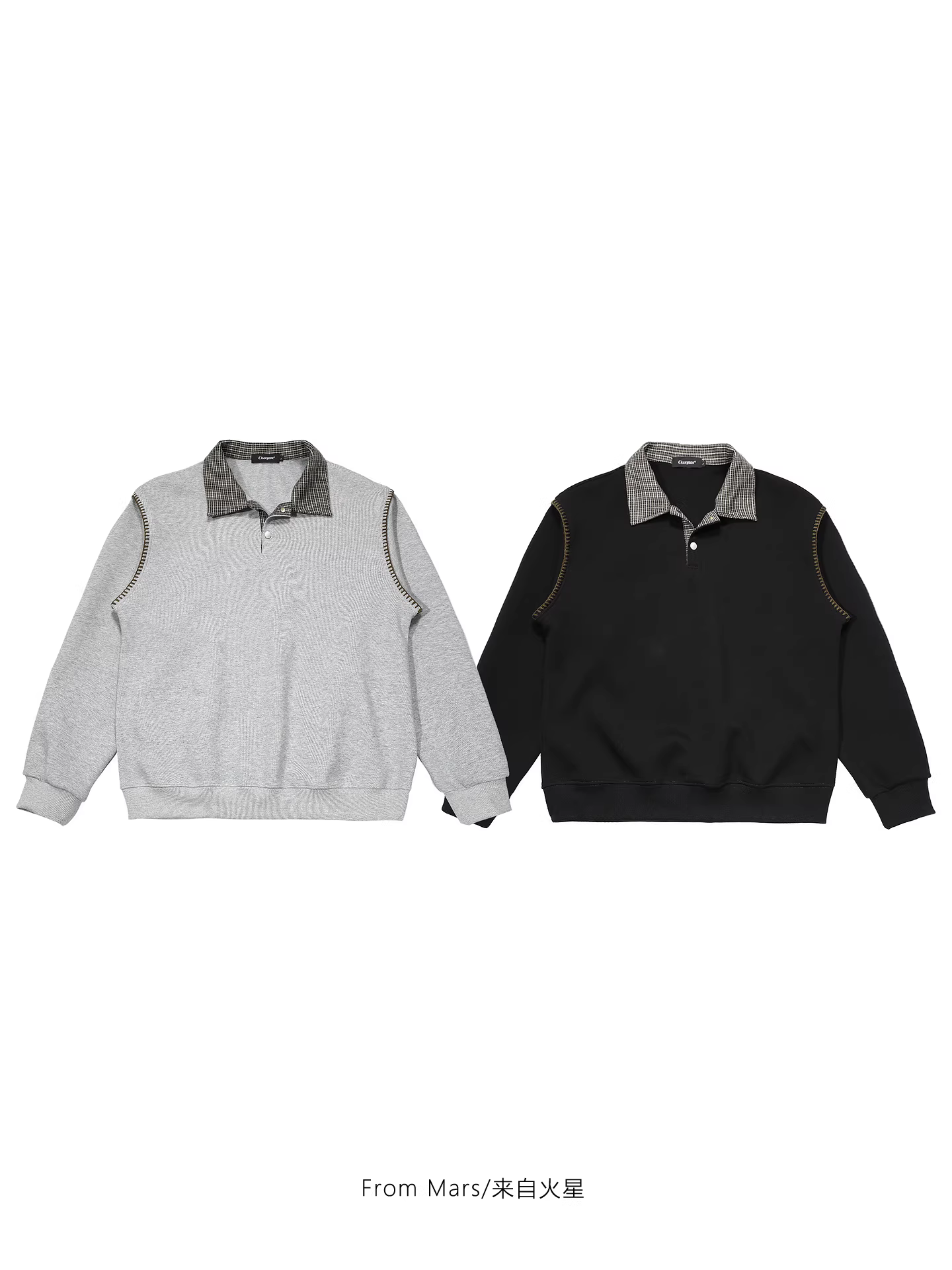 Từ sao Hỏa thể hiện tinh hoa của cuộc sống, áo len dáng rộng cổ POLO phối họa tiết houndstooth theo phong cách thời trang dành cho các cặp đôi BF