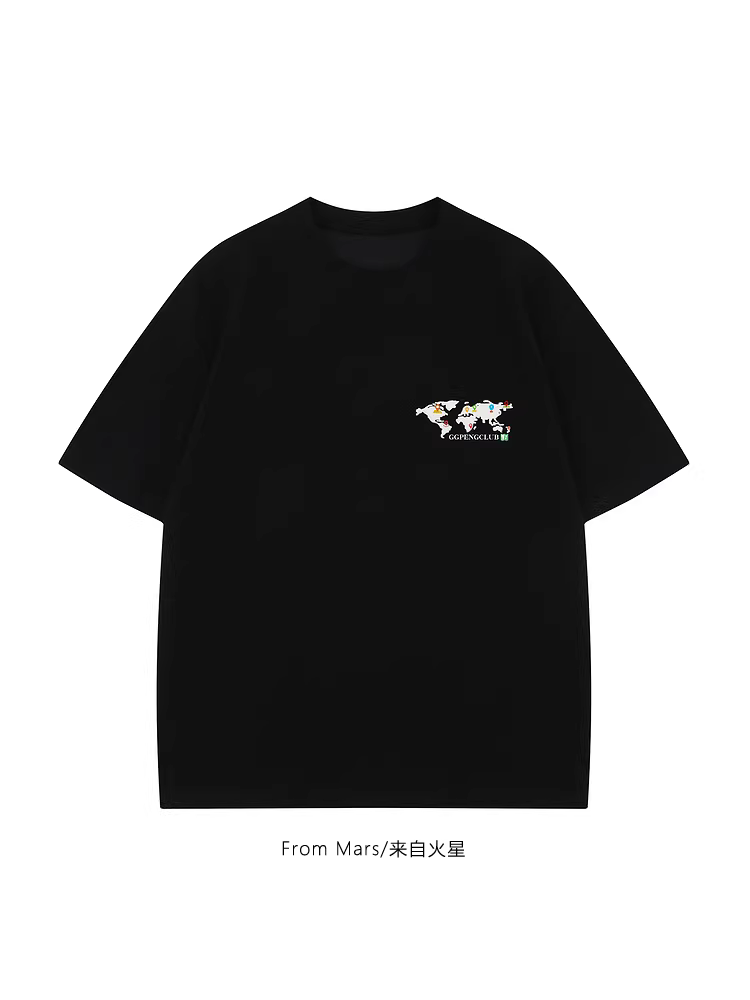 From Mars Mark each spot Xu hướng quốc gia thời trang mùa hè cổ điển áo thun unisex tay ngắn dáng rộng phong cách giản dị