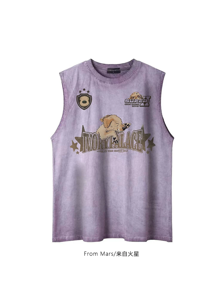 Từ Mars Golden Retriever Áo thể thao in họa tiết theo xu hướng quốc gia Unisex Áo thun không tay đa năng mùa hè rộng rãi