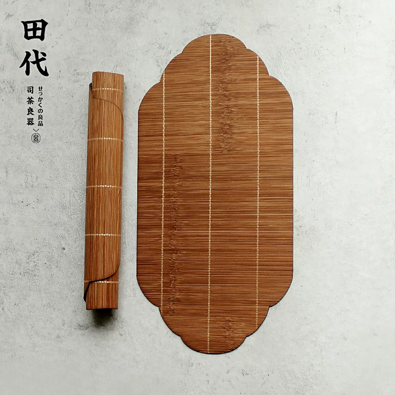Thảm trà tre dệt Nishijin Nhật Bản, khăn trà tre khâu tay, phụ kiện trà đạo Kung Fu, cờ trà chống thấm nước, thảm trà.