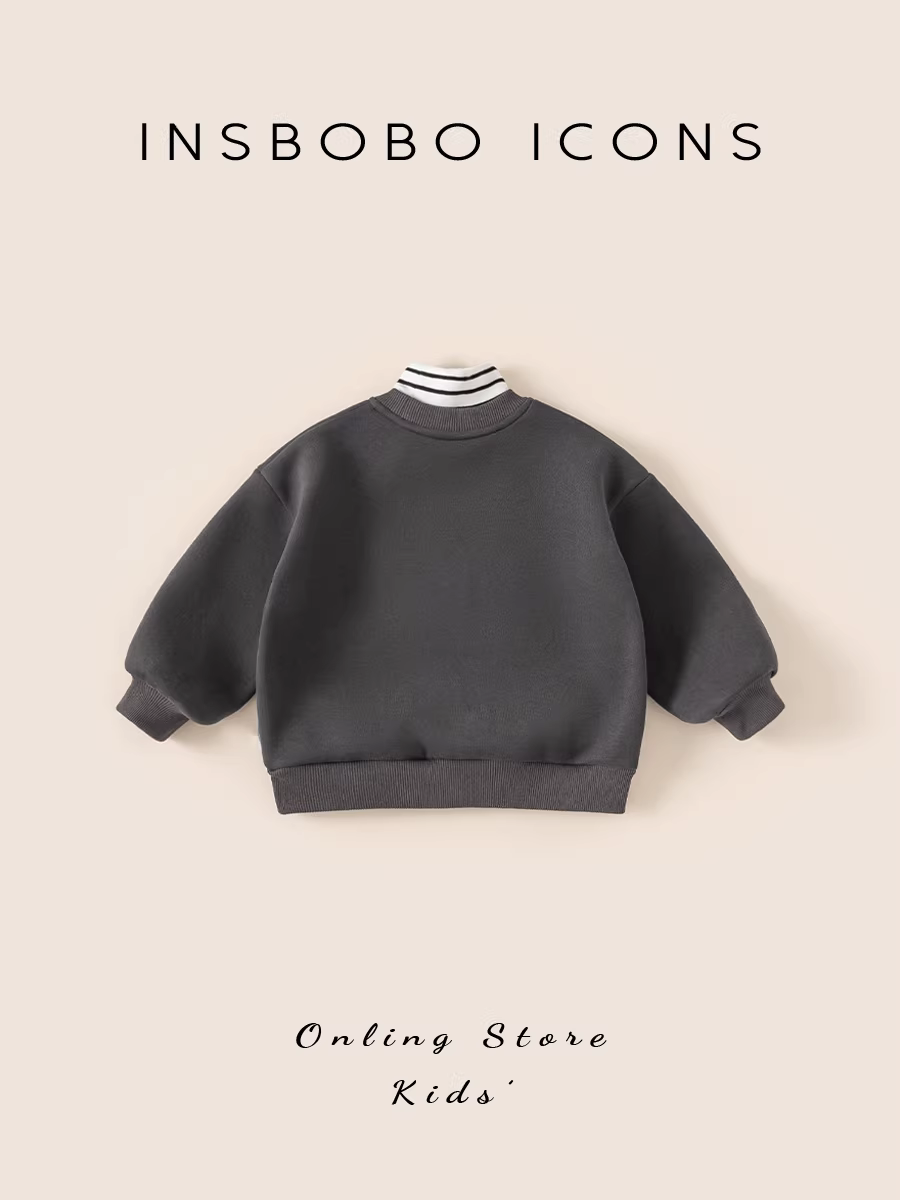 Áo nỉ bé trai INSbobo mùa đông 2025 kiểu dáng mới thời trang áo trẻ em dày dặn hợp xu hướng mùa thu đông