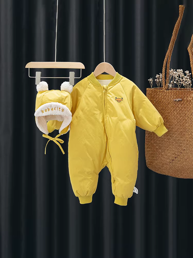 Áo khoác phao bé sơ sinh mùa đông kiểu mới, bộ liền thân phao bé trai mùa đông, quần áo mùa đông 0-1-3-6 tháng, quần áo bé gái đi chơi