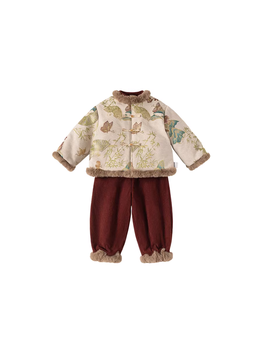 Trang phục Hanfu cho bé trai một tuổi trang phục lễ phục mùa đông phong cách mới Quần áo mùa đông kiểu Trung Quốc mới Bộ đồ sinh nhật cho trẻ em Bộ đồ Tang thời trang cho bé gái