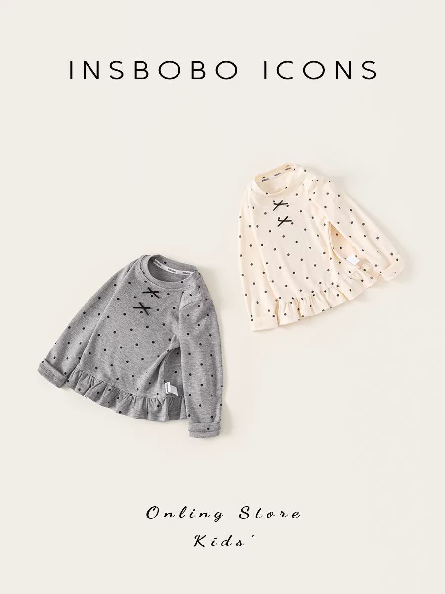 Áo bé gái INSbobo thu đông 2025 kiểu mới siêu dễ thương, áo thun dài tay trẻ em, xu hướng thời trang thu đông