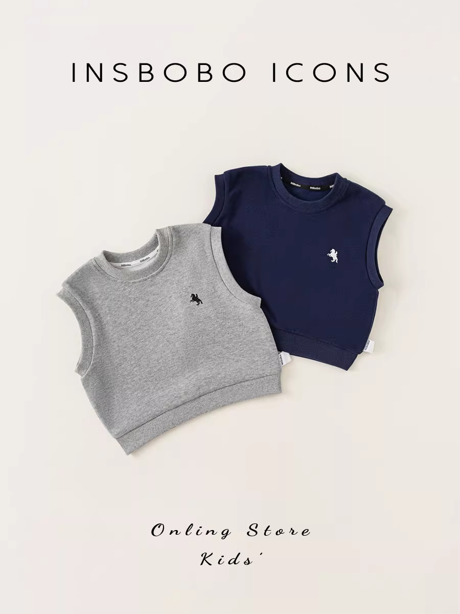 Áo gile thu đông INSbobo cho bé trai, áo gile bé gái mùa thu 2025, áo kiểu hoạt hình trẻ em, áo kiểu thường ngày