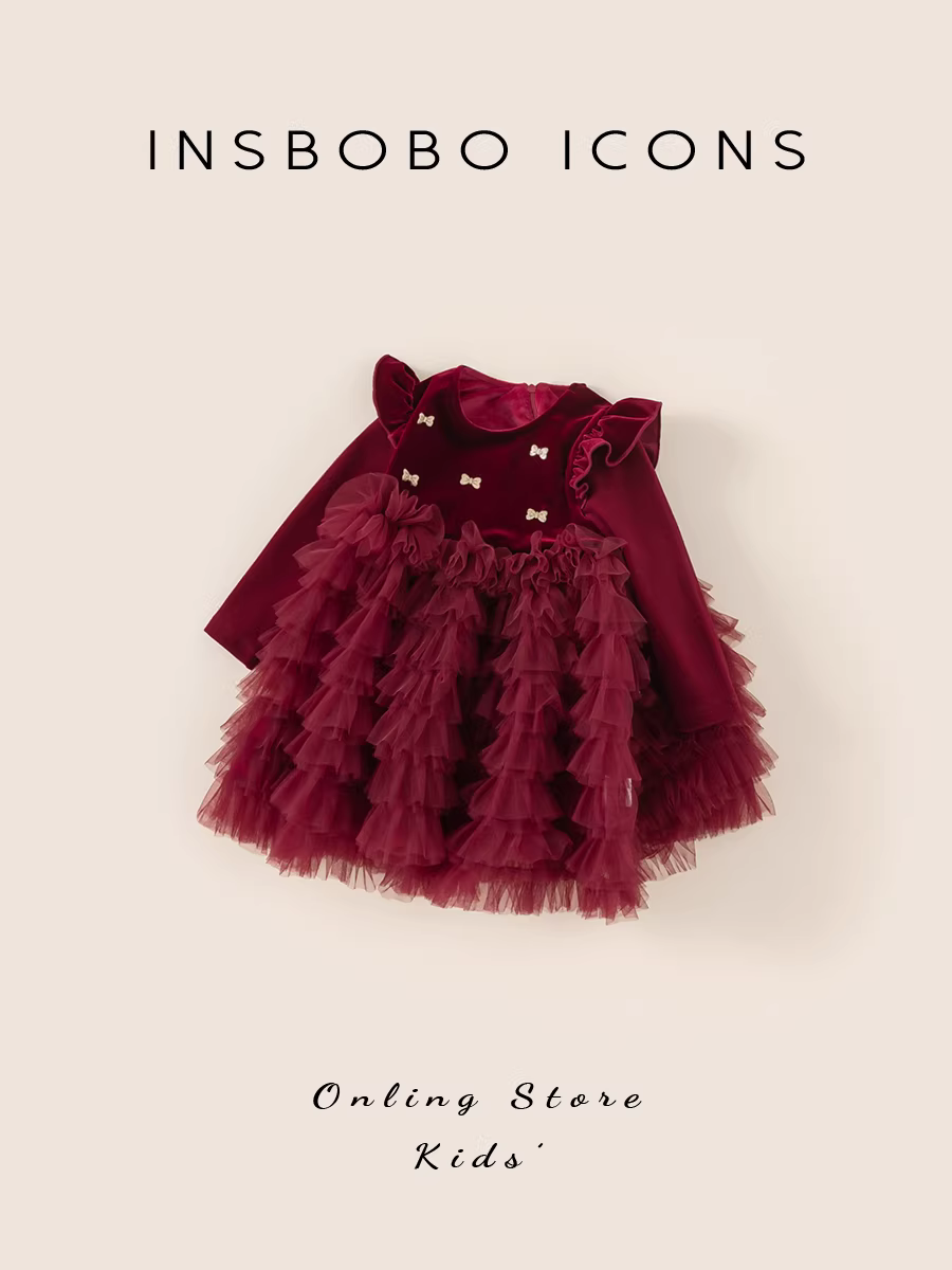 Váy bé gái INSbobo mùa thu đông mới dày dặn váy bé gái một tuổi mùa đông váy bé gái xinh xắn
