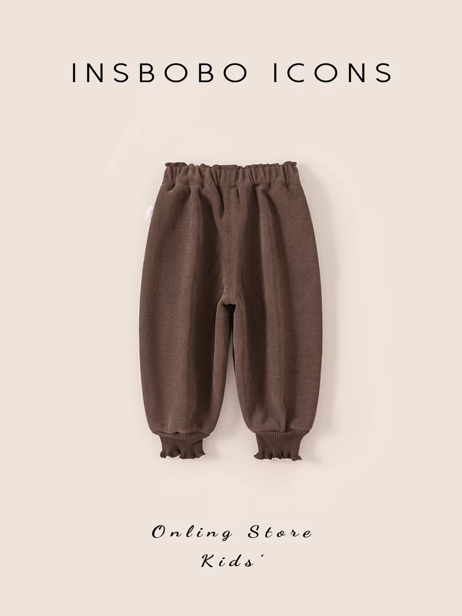 Quần INSbobo bé gái 2025 mới, dày dặn, quần thể thao mùa đông cho bé, quần mùa thu đông ấm áp, quần thường ngày cho trẻ em