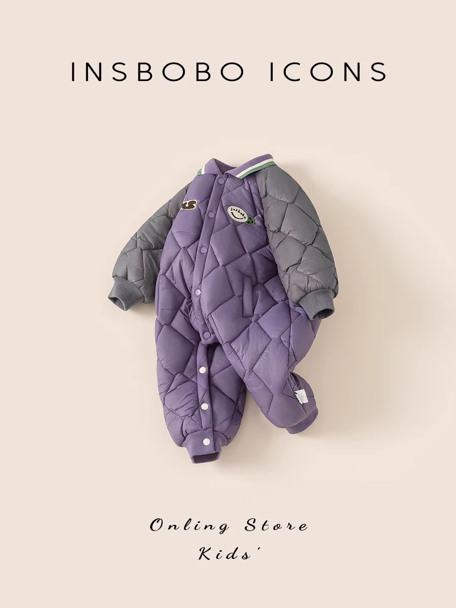 Quần áo trẻ em INSbobo thu đông 2025 kiểu mới, bộ liền thân giữ ấm mùa đông cho bé, kiểu dáng thời trang