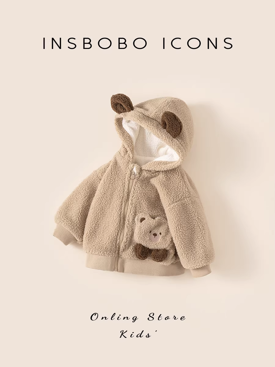 Áo khoác ngoài bé INSbobo mùa thu đông, áo len nỉ bé sơ sinh mùa đông 2025, quần áo trẻ em giữ ấm mới