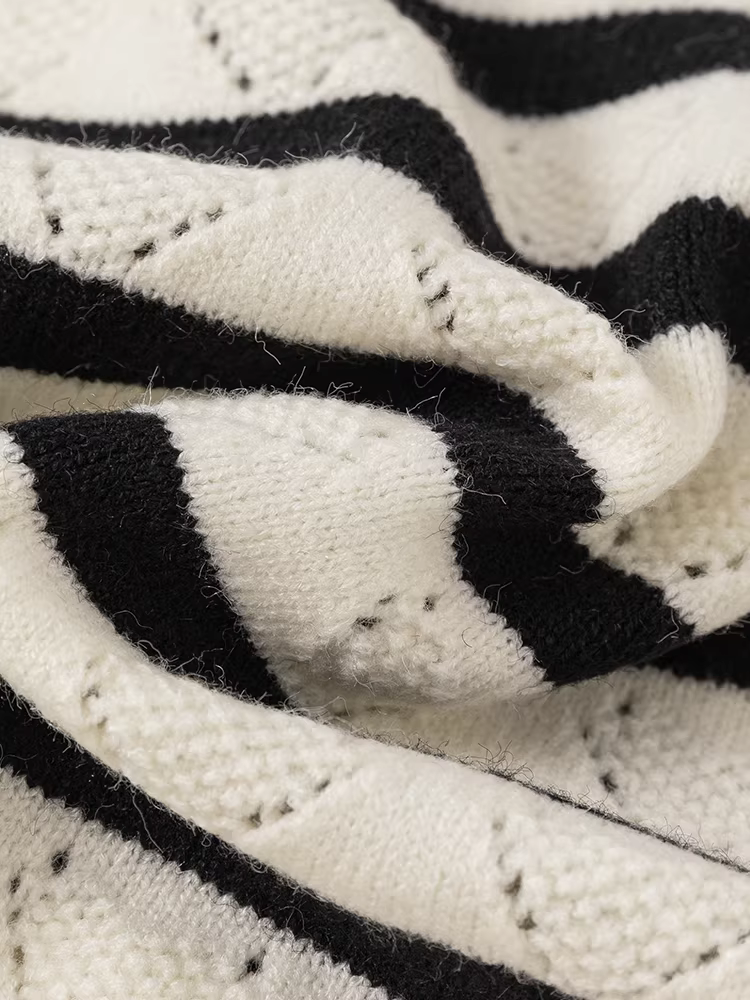 Áo len dệt kim nữ INSbobo thời trang, áo len sọc nữ mùa thu 2025 mới, kiểu dáng đa năng