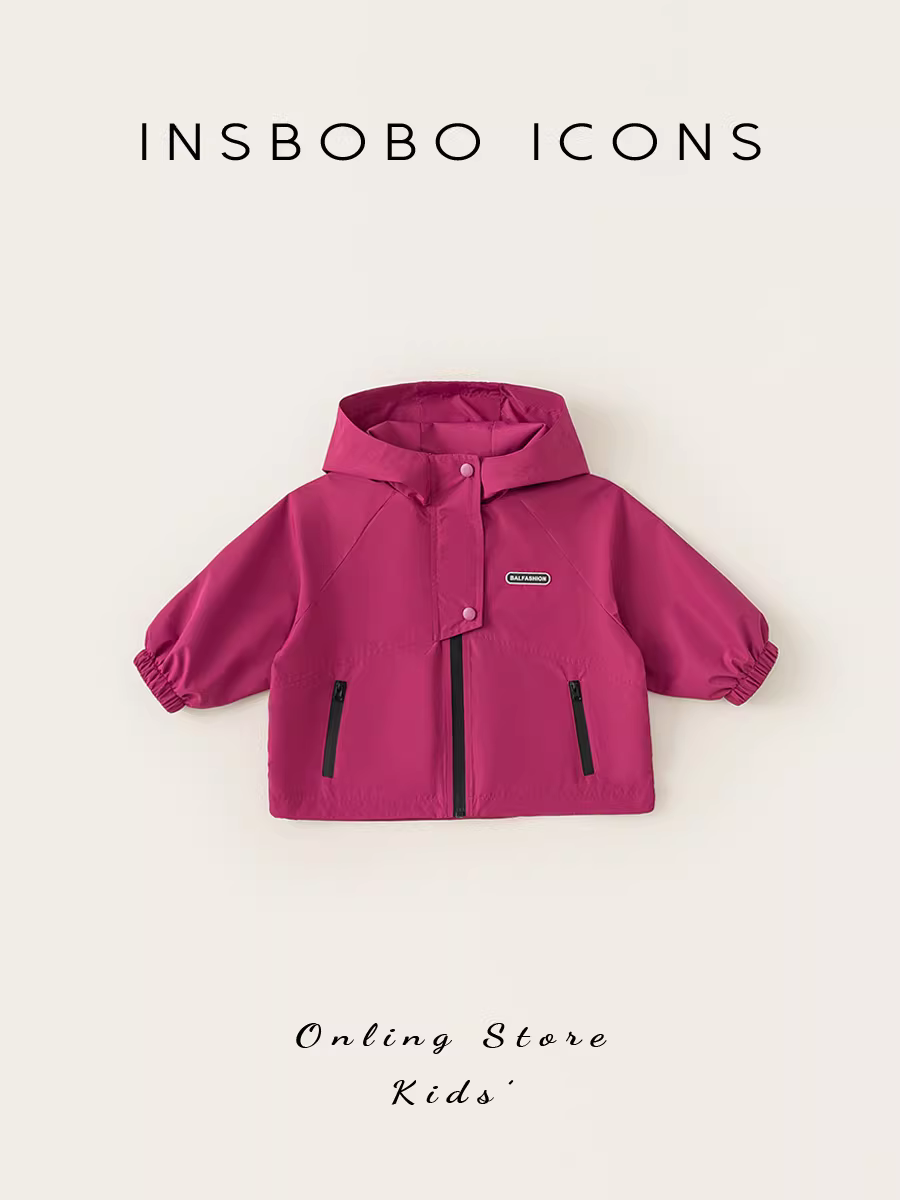 Áo khoác gió trẻ em INSbobo dành cho bé gái, áo khoác gió mùa xuân thu 2025, áo ba trong một có lớp lót lông cừu mùa thu đông