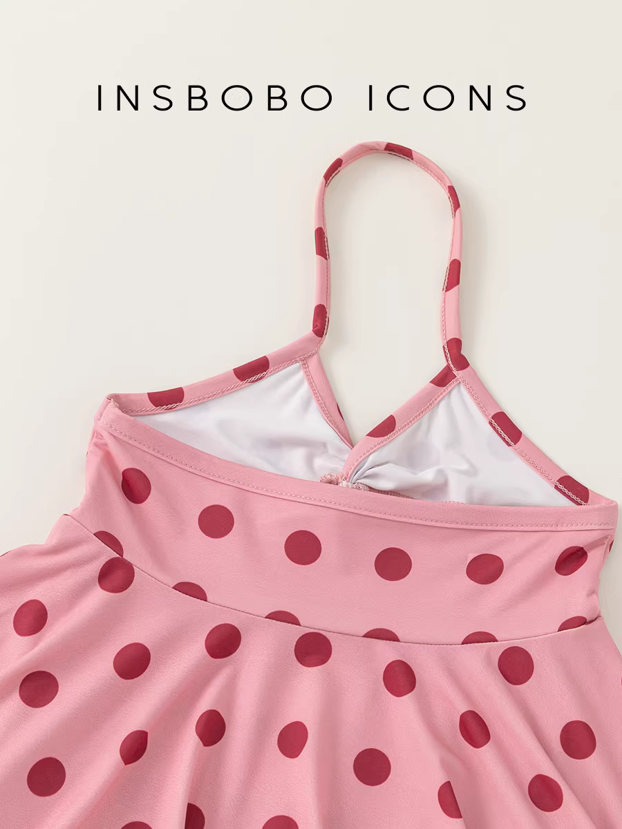 INSbobo áo tắm dây đeo cho bé gái mùa hè đồ bơi một mảnh mới chấm bi trẻ em dopamine sành điệu