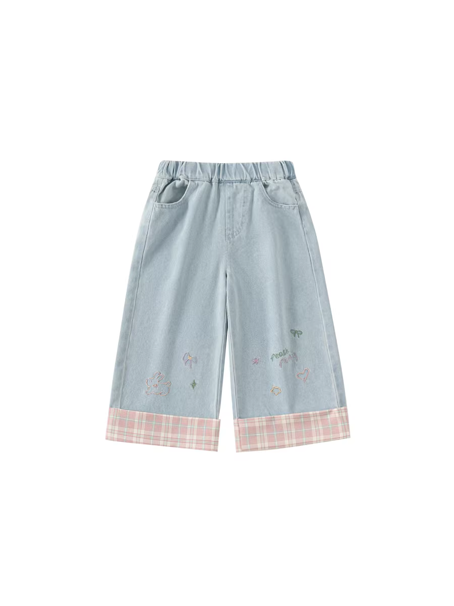 Quần bé gái INSbobo, quần jean bé gái, quần thẳng trẻ em thu đông 2025, quần dài trẻ em