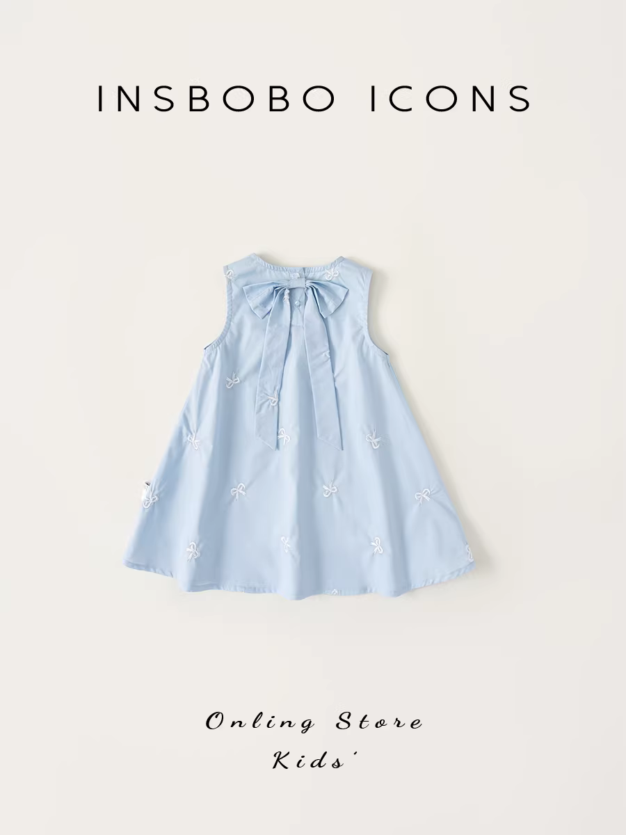 Váy bé gái INSbobo không tay, kiểu mùa hè 2025, váy công chúa bé gái thời trang mùa hè mới