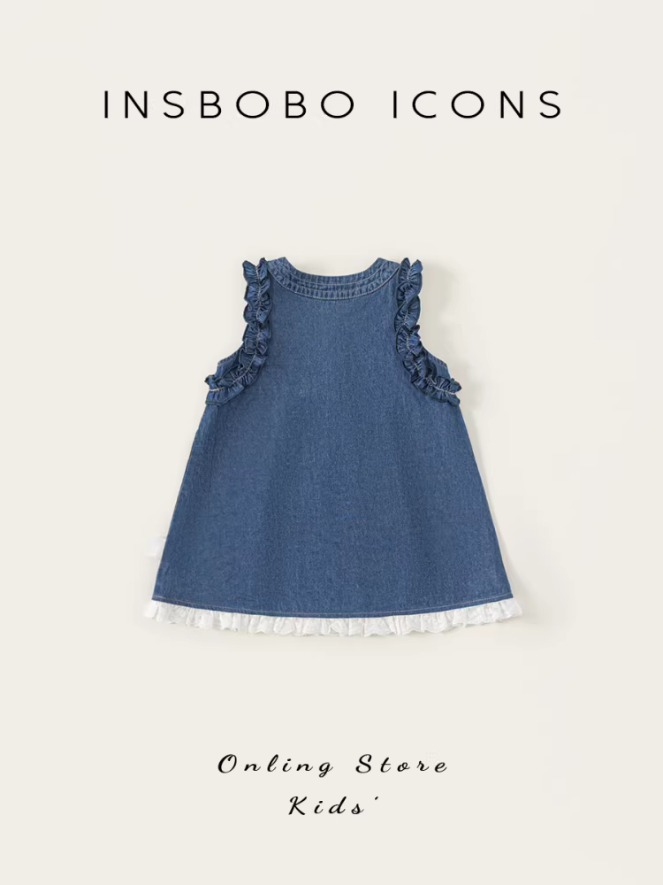 Váy bé gái INSbobo mùa hè 2025 kiểu mới, váy bò thời trang cho bé gái, quần áo trẻ em mùa hè