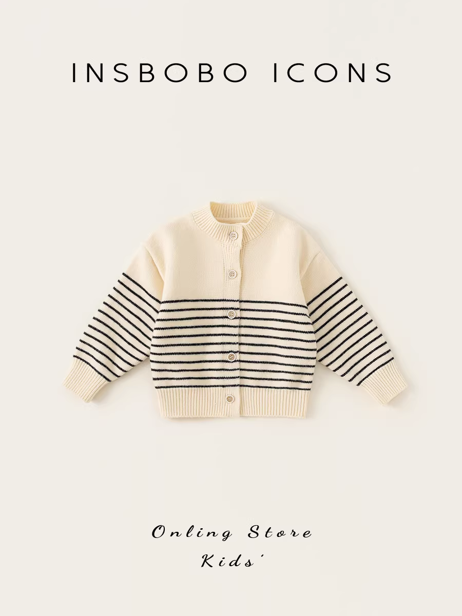 Áo len trẻ em INSbobo thu đông 2025 kiểu mới, áo len bé trai, áo khoác cardigan bé gái phong cách Hàn Quốc, kiểu dáng thường ngày