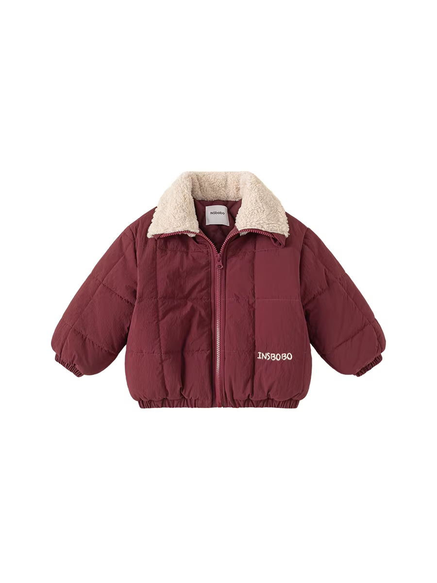 Quần áo cotton bé trai INSbobo, quần áo mùa đông trẻ em, quần áo cotton ấm áp, áo khoác đỏ mới năm 2025 cho bé gái, quần áo trẻ em mùa thu đông