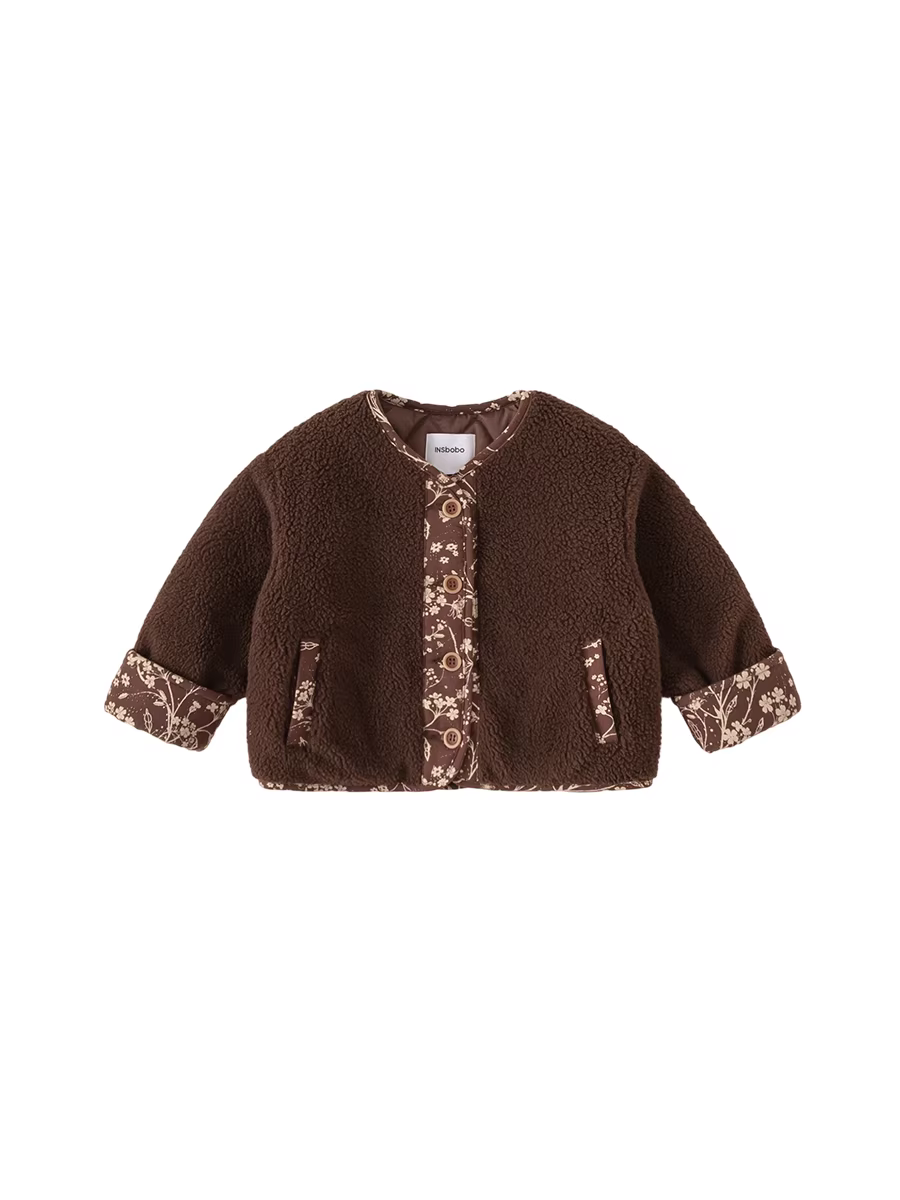 Áo khoác bé gái INSbobo thu đông 2025, áo len lông dày giữ ấm mùa đông, thời trang trẻ em