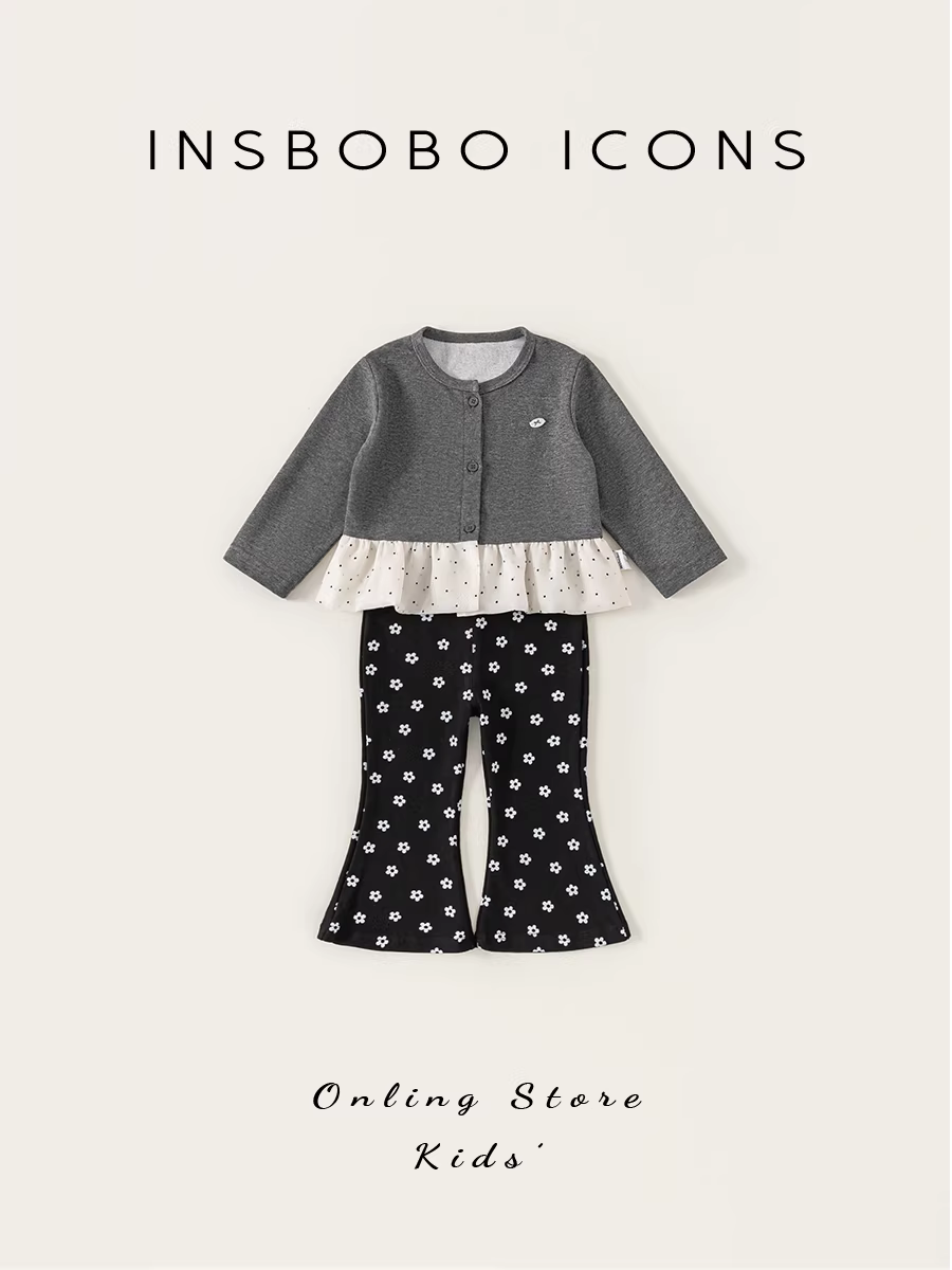 Quần INSbobo bé gái 2025 bộ trang phục thu mới cho trẻ em quần chuông thời trang phong cách mùa xuân thu