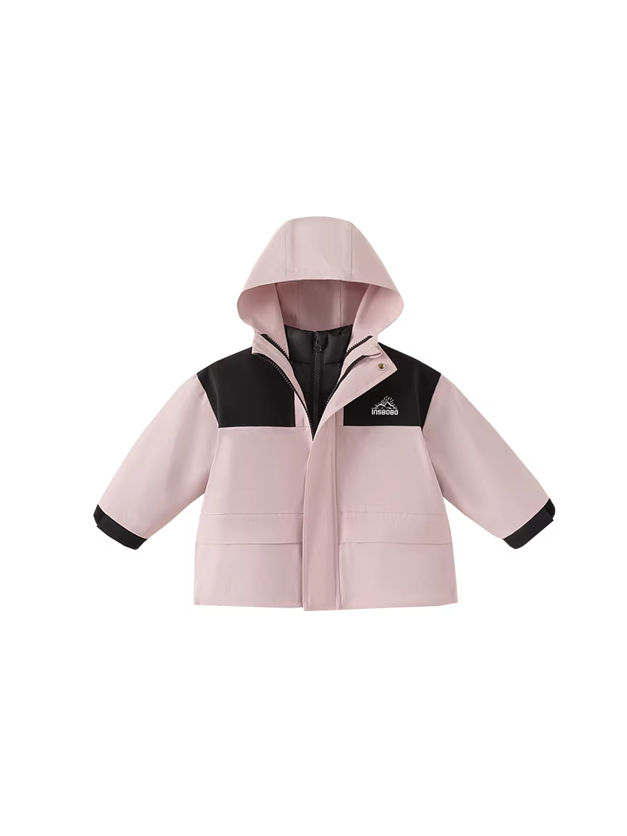 Áo khoác lông vũ trẻ em INSbobo Áo khoác lông vũ mùa đông cho bé gái Áo khoác ba trong một Áo khoác lông vũ cho bé trai Quần áo mùa đông ba lớp chống thấm