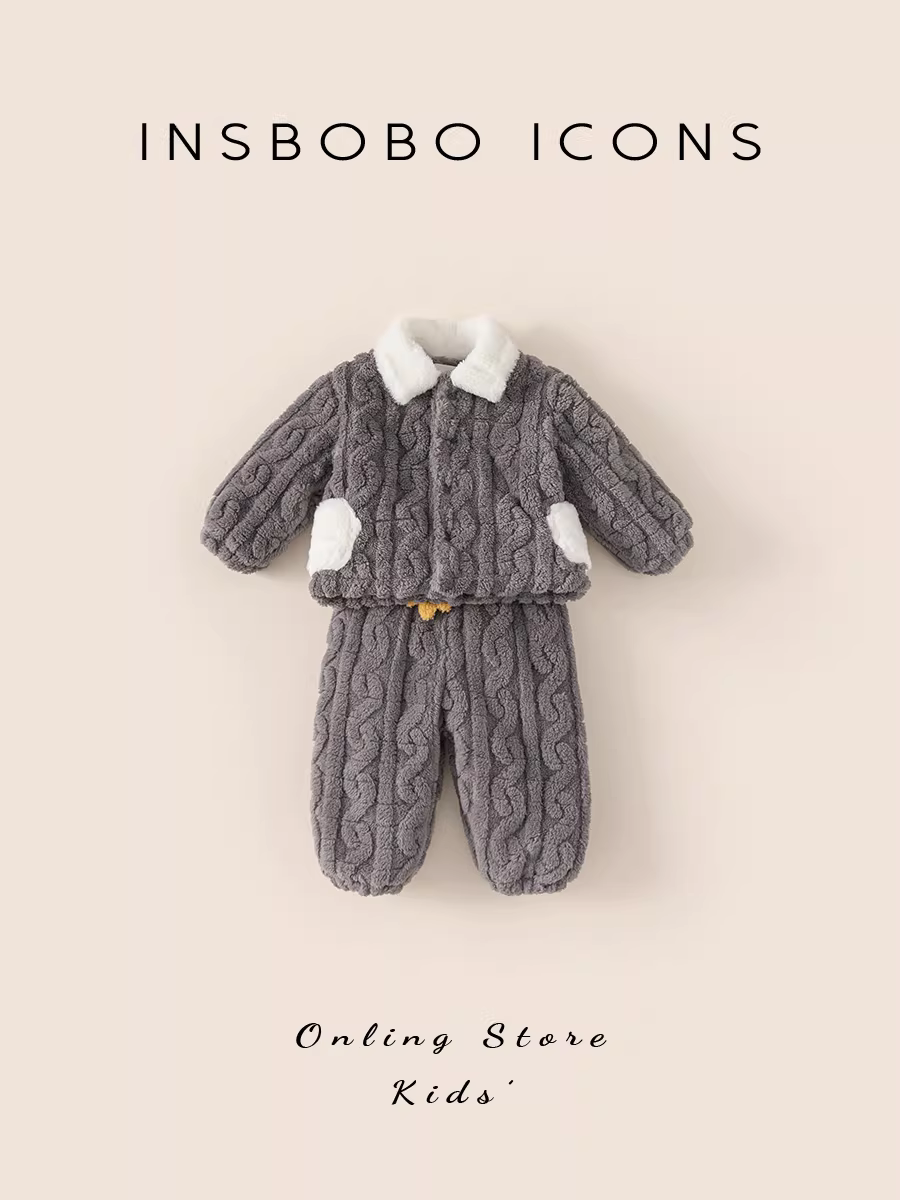 Bộ đồ ngủ trẻ em 2025 thu đông mới, đồ mặc nhà dày dặn cho bé trai, bộ đồ ngủ mùa đông cho bé gái