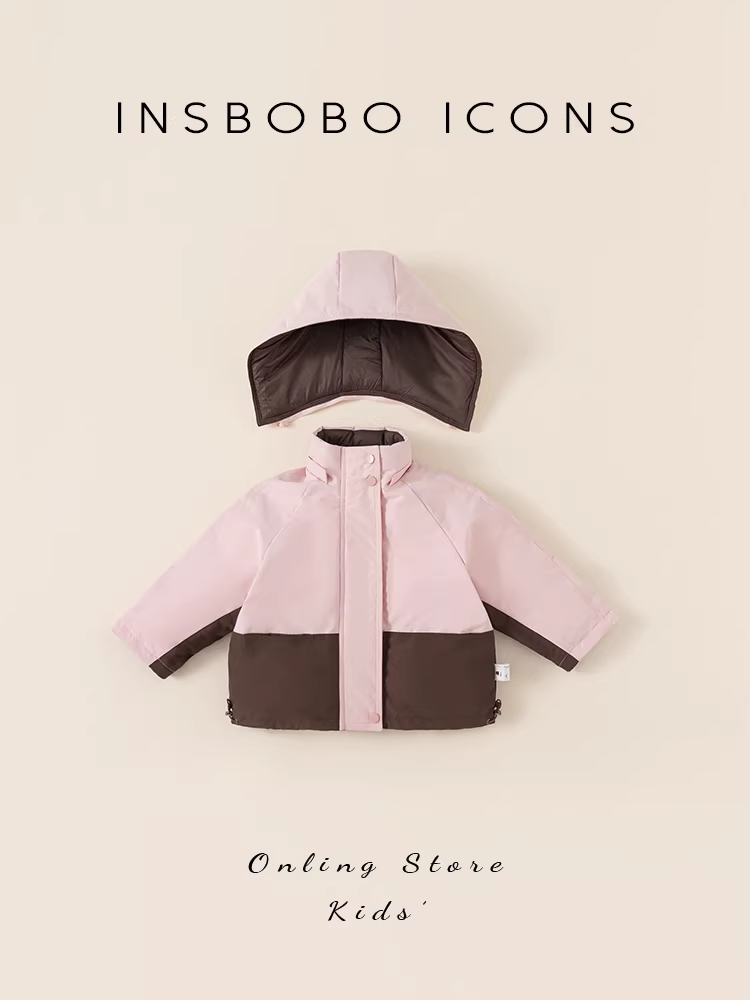 Áo khoác phao bé gái INSbobo mùa đông 2024 kiểu dáng mới thời trang, áo khoác phao hai mặt cho bé gái, quần áo mùa đông trẻ em