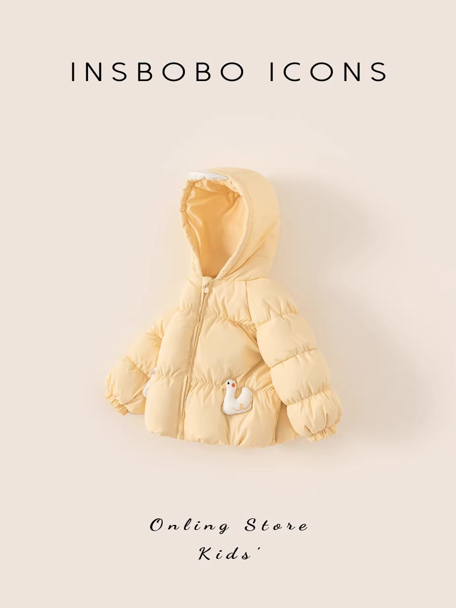 Áo khoác lông vũ cho bé gái mùa đông phong cách mới Áo khoác lông vũ cho bé quần áo trẻ em ba lớp chống thấm áo khoác lông vũ cho trẻ em quần áo mùa đông màu trắng ấm áp