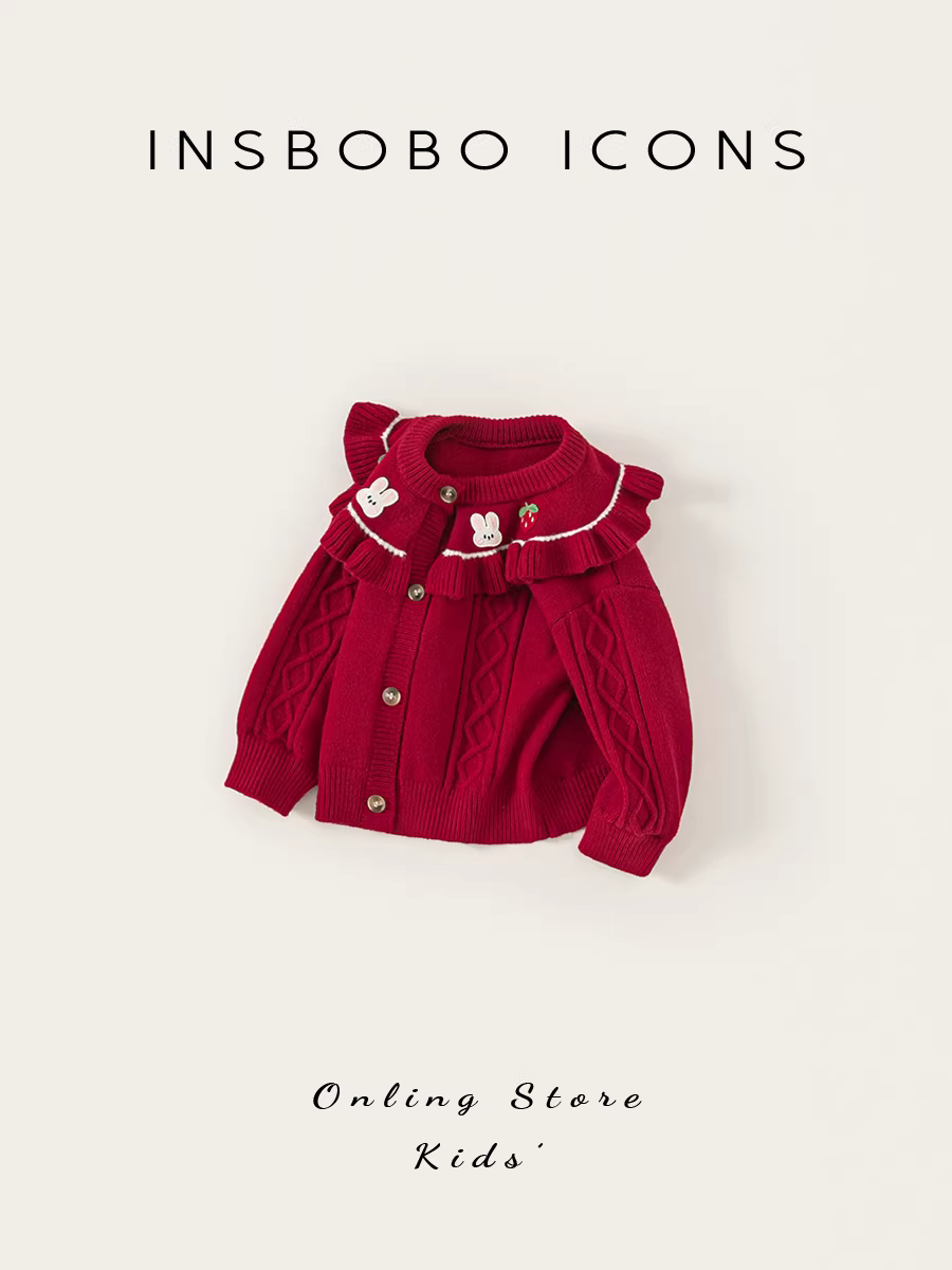 Áo len dệt kim mùa thu INSbobo cho bé gái, siêu thời trang, mẫu mới 2025, áo khoác bé mùa xuân thu, quần áo trẻ em