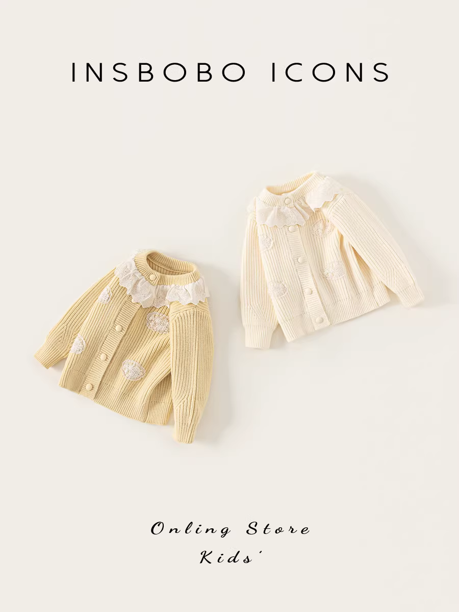 Áo len bé gái INSbobo thu đông 2025, áo len trẻ em mùa xuân thu, áo khoác cardigan bé, thời trang trẻ em