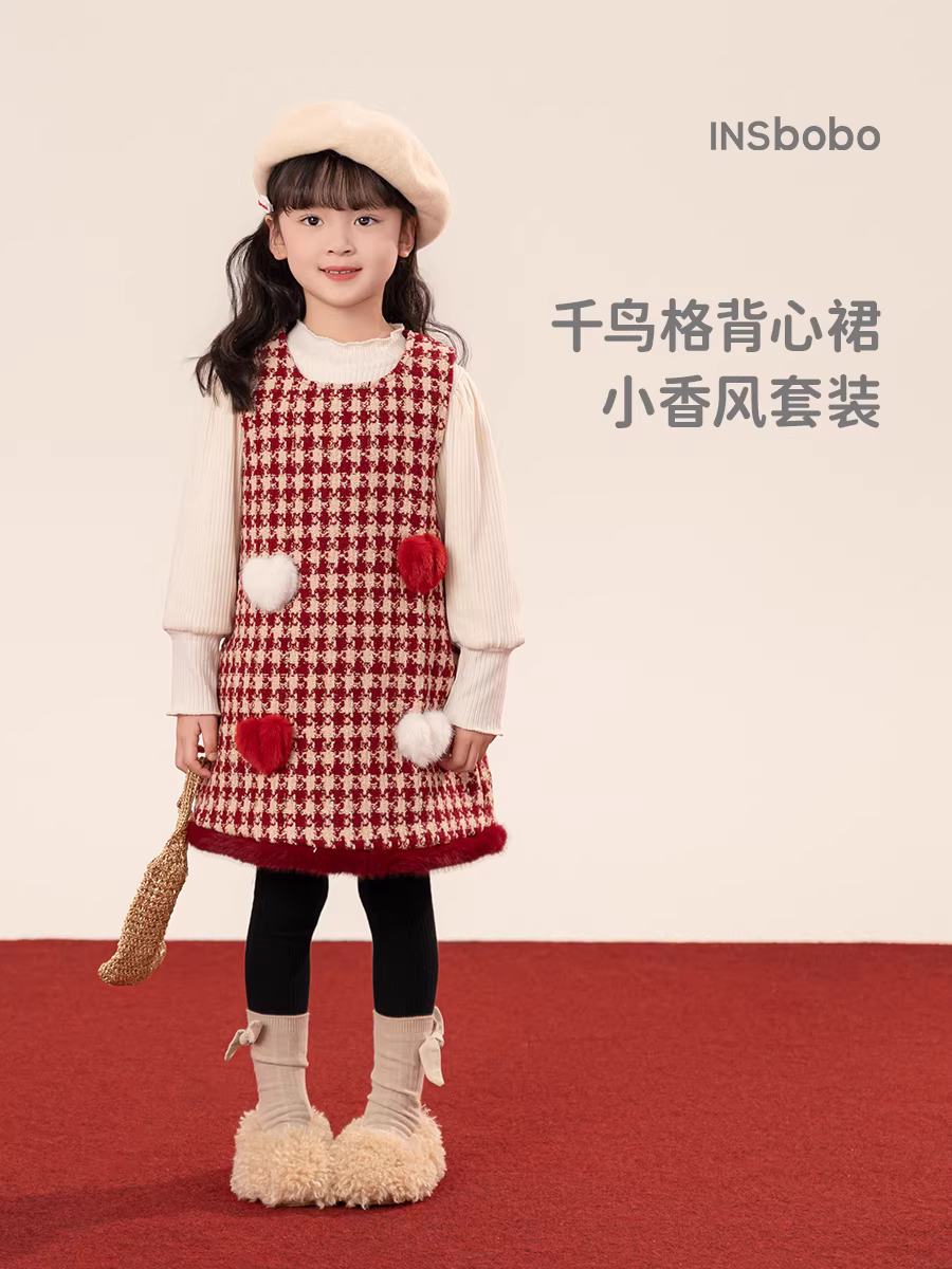 Váy đỏ bé gái, trang phục trẻ em mùa đông 2025, váy sinh nhật 1 tuổi, váy Giáng sinh