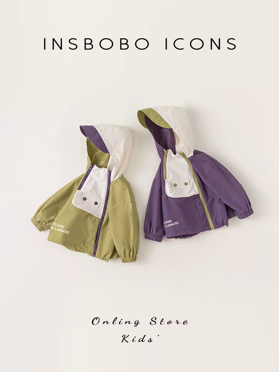 Áo khoác trẻ em thu đông 2025 kiểu mới, áo khoác bé trai phối màu, áo có mũ, thời trang và sành điệu cho bé gái