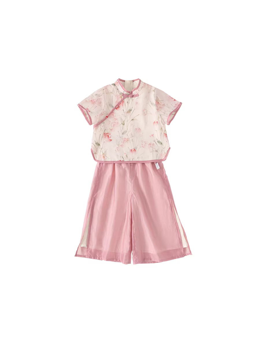 Bộ trang phục mùa hè dành cho bé gái INSbobo Bộ trang phục mùa hè mới dành cho trẻ em kiểu Trung Quốc mới Hanfu cho bé Quần áo trẻ em hai mảnh phong cách cổ xưa mới