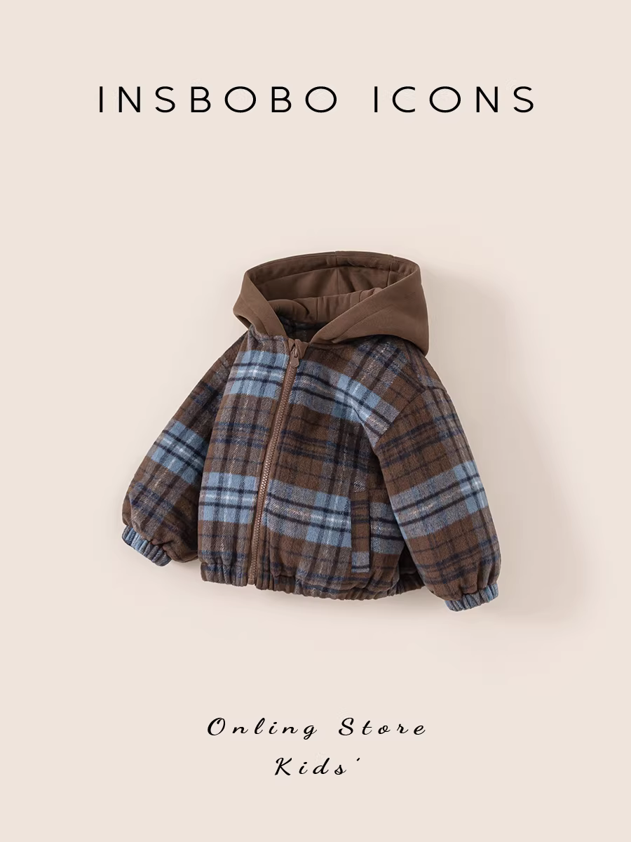 Quần áo cotton trẻ em INSbobo mùa đông 2025, áo khoác cotton bé gái, áo khoác bé trai, áo khoác bông mùa đông