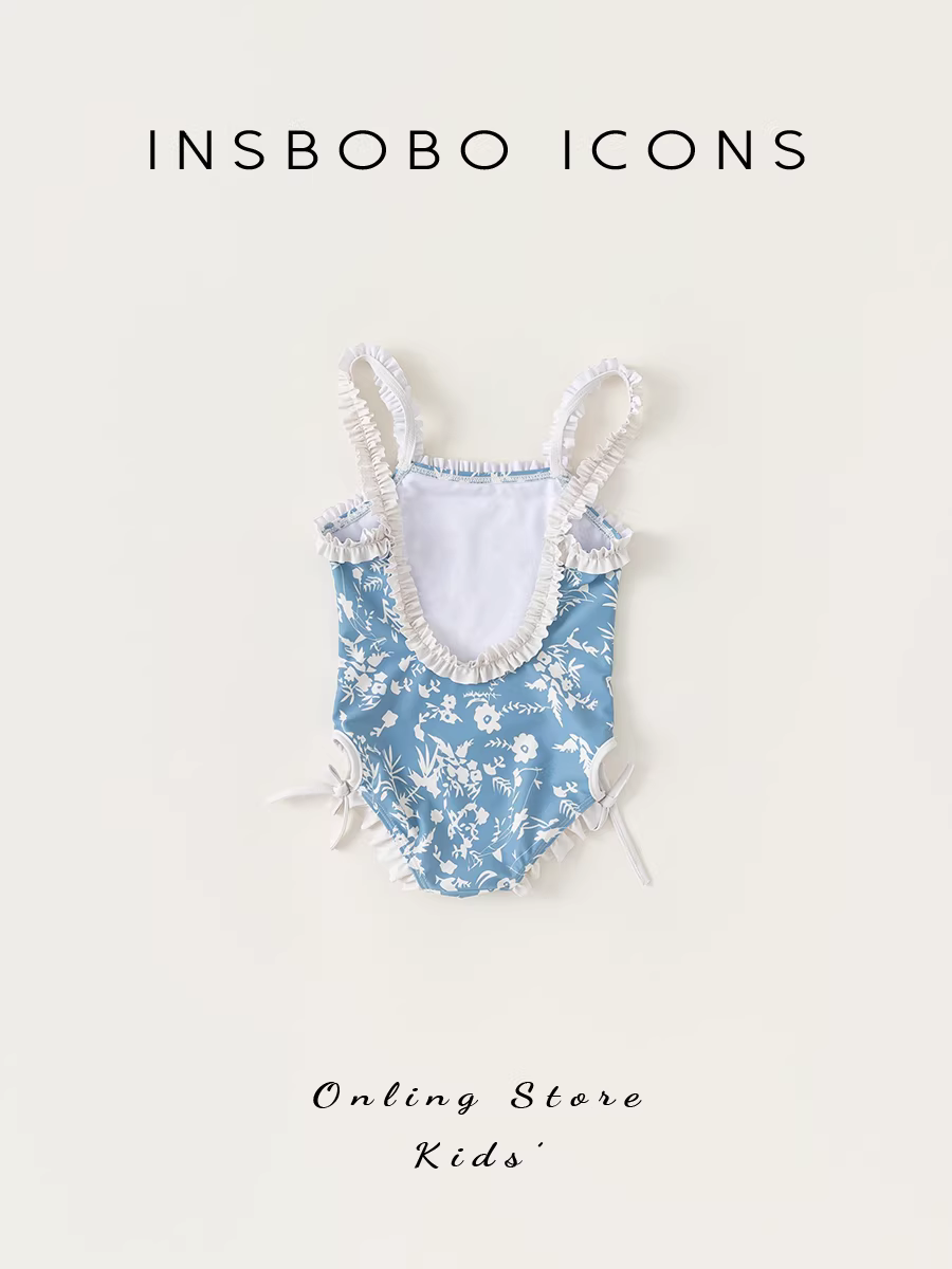 INSbobo áo tắm bé gái áo tắm trẻ em mùa hè áo tắm nơ trẻ em quần áo bơi bé gái dopamine