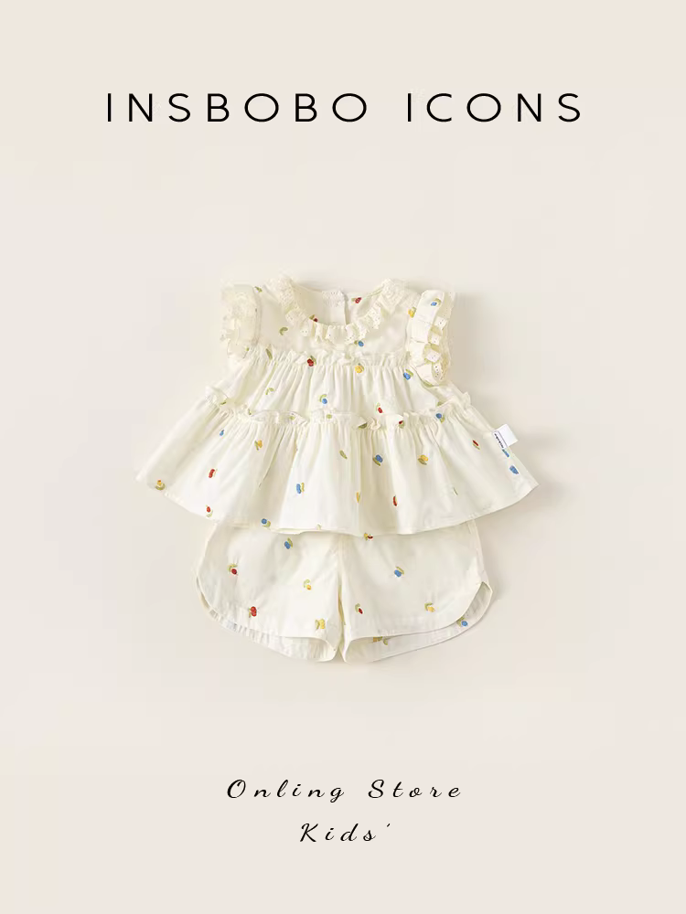 Bộ trang phục mùa hè cho bé gái, quần áo bé gái, bộ hai mảnh thời trang mùa hè cho bé gái, quần áo trẻ em kiểu dáng mới thời thượng 2025 dành cho bé gái