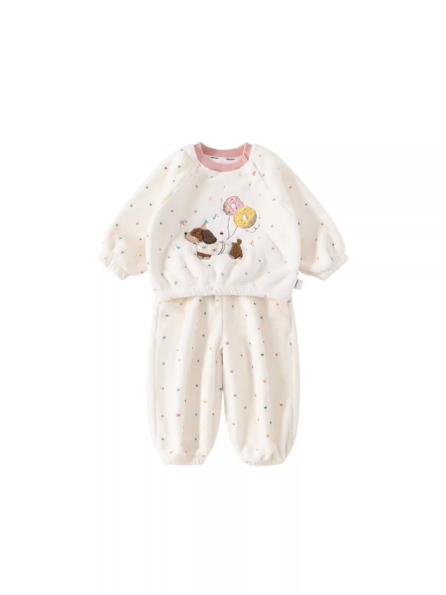 Bộ đồ ngủ trẻ em INSbobo mùa đông 2025 mới, dày dặn, đồ mặc nhà, bộ đồ bé gái, đồ ngủ giữ ấm cho bé