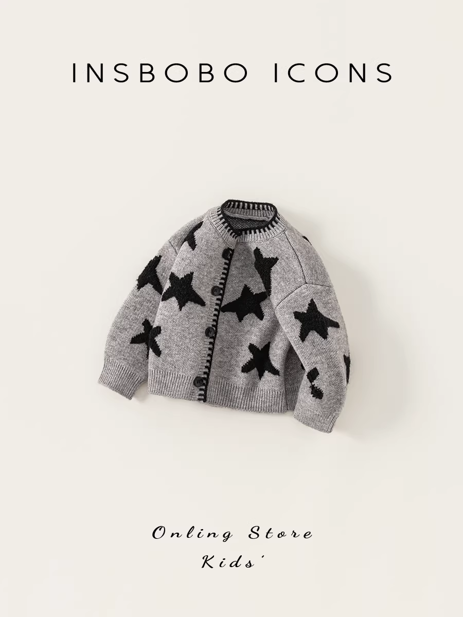 Áo len bé gái INSbobo thu đông 2025, áo khoác len trẻ em mới, áo cardigan bé, thời trang thu đông trẻ em