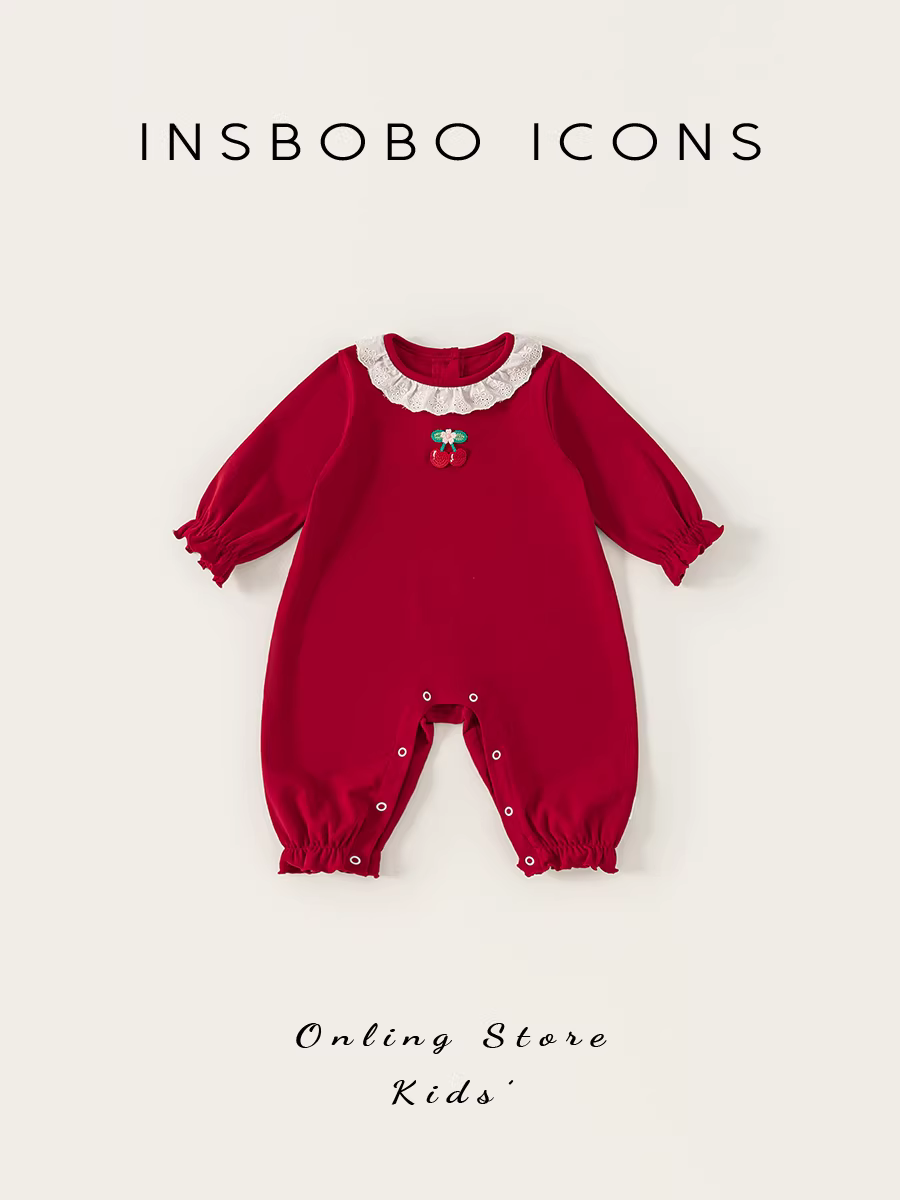Quần áo trẻ em INSbobo thu đông 2025, bộ liền thân bé sơ sinh, trang phục dạo chơi mùa thu sớm, bộ liền thân thời trang
