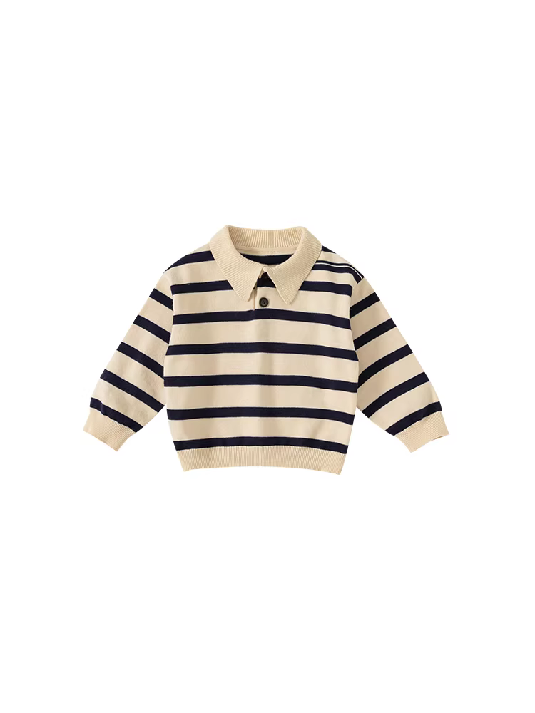 Áo len bé gái INSbobo thu đông 2025, áo thun sọc bé trai xuân thu, quần áo trẻ em