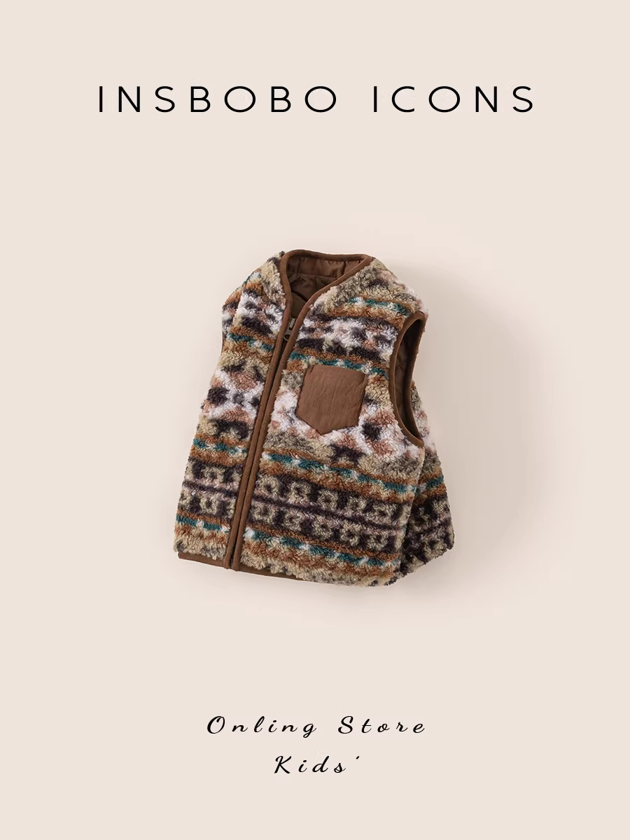Áo ghi lê trẻ em INSbobo 2025 kiểu mới mùa đông dành cho bé gái, áo ghi lê dày giữ ấm cho bé trai, thời trang mùa thu đông