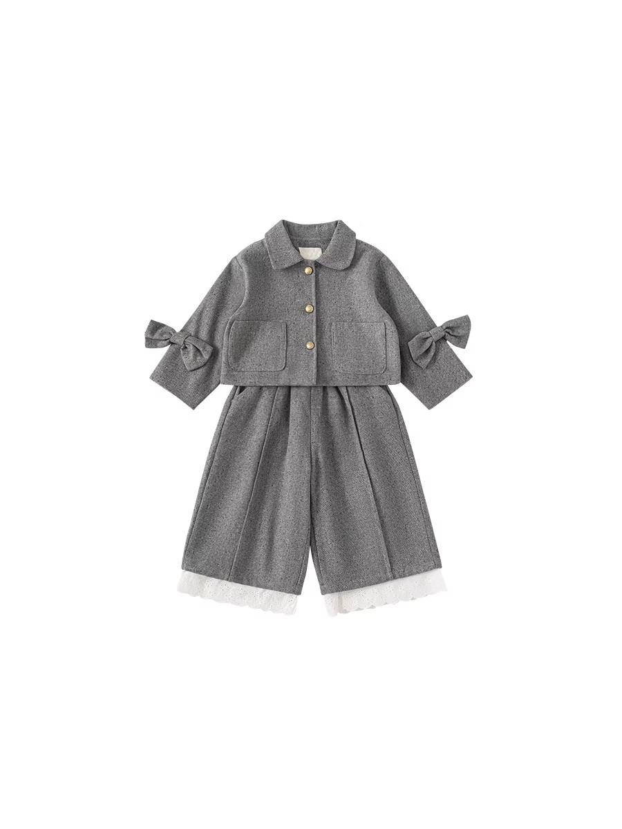 Bộ trang phục bé gái INSbobo thu đông 2025, quần áo trẻ em thời trang, bộ hai mảnh, thời thượng đầu thu