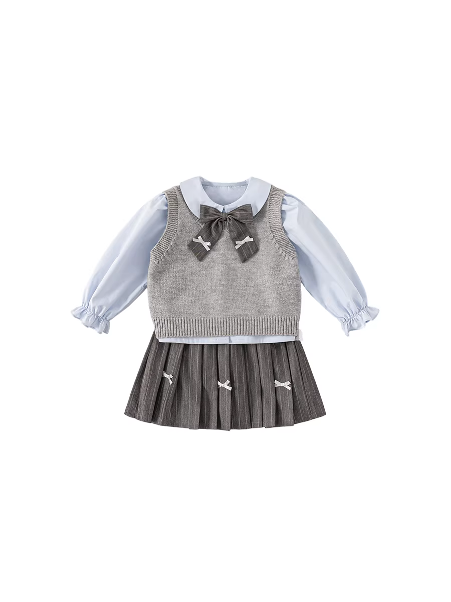 Bộ đồ bé gái INSbobo thu đông 2025, thời trang trẻ em, thích hợp đi chơi mùa xuân thu, đầm bé 1 tuổi