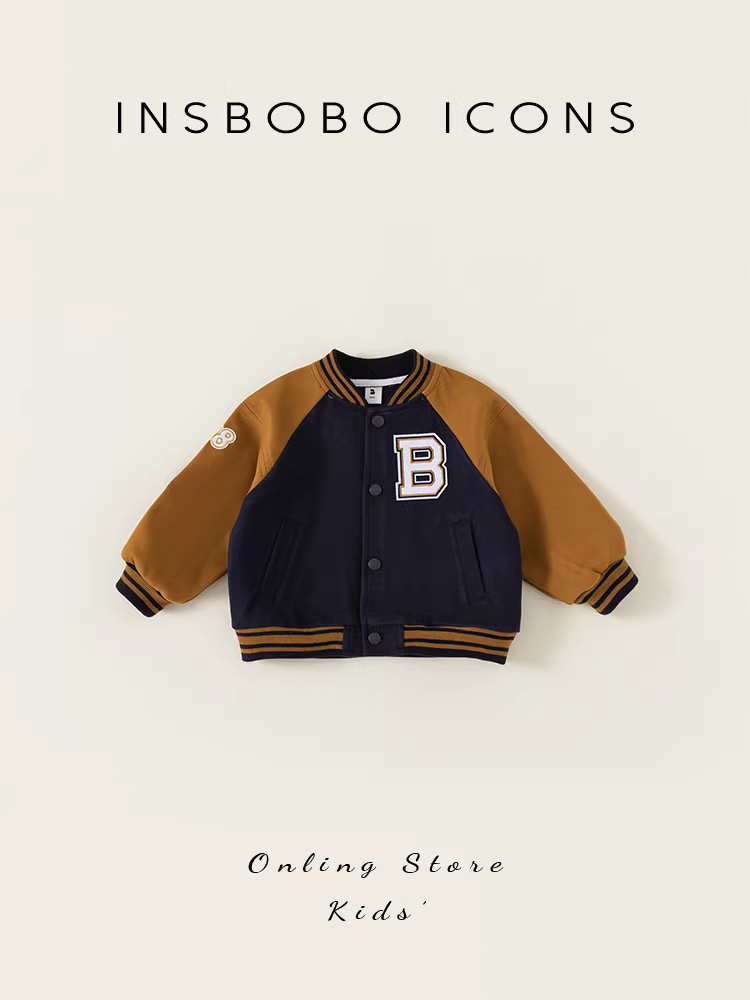 Áo khoác bóng chày dành cho nữ Áo khoác mùa đông áo khoác trẻ em phong cách retro Quần áo bé trai Áo bé gái kiểu dáng thời trang tay raglan