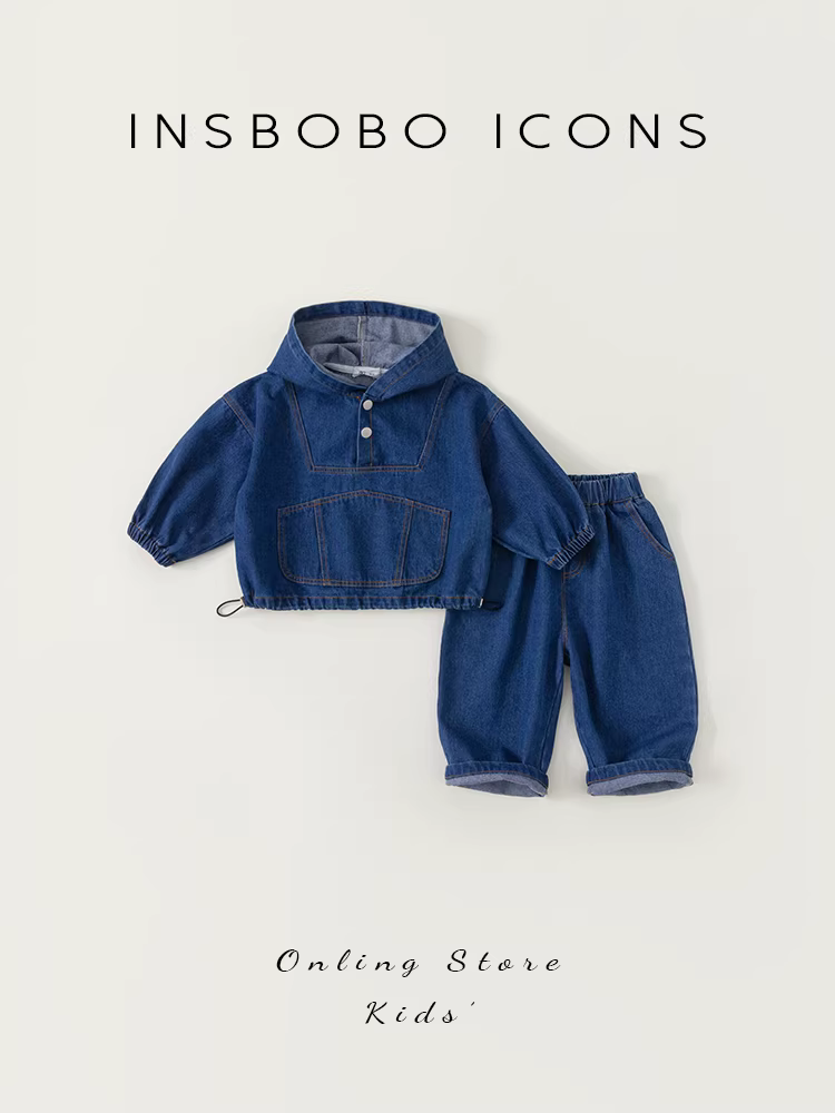 Bộ đồ trẻ em bé sơ sinh quần áo thu đông bộ đồ denim trẻ em 2025 mẫu mới thu đông quần áo bé trai xuân thu thời trang