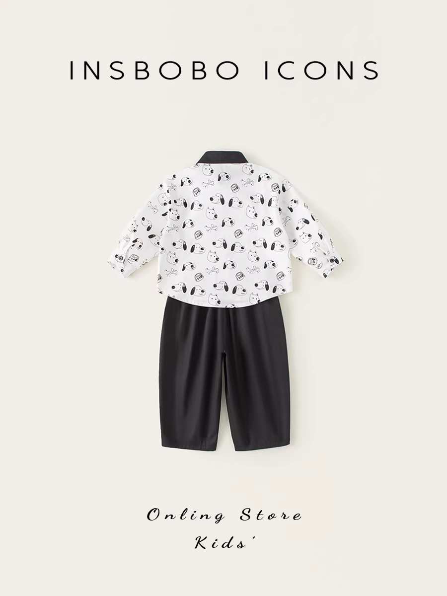 Bộ đồ trẻ em INSbobo mùa thu kiểu mới, bộ quần áo sơ mi bé trai thời trang xuân thu, quần áo dài tay cho bé đi chơi